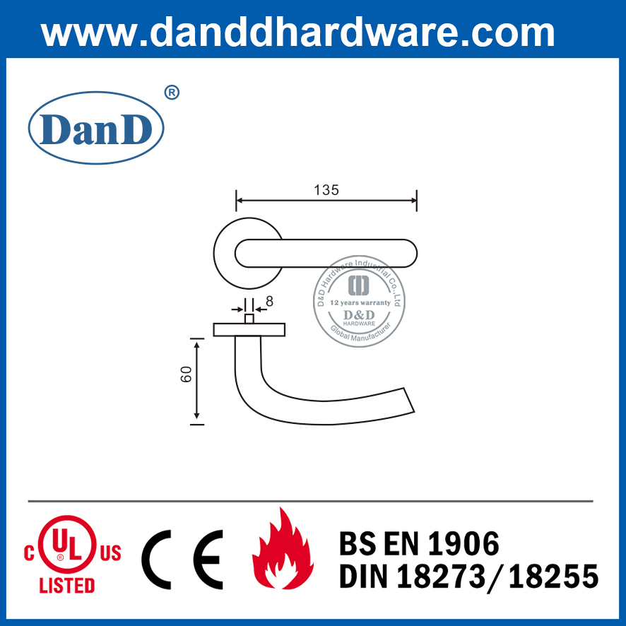 CE等级4 SUS304外部门把手用于火灾额定门-DTH004