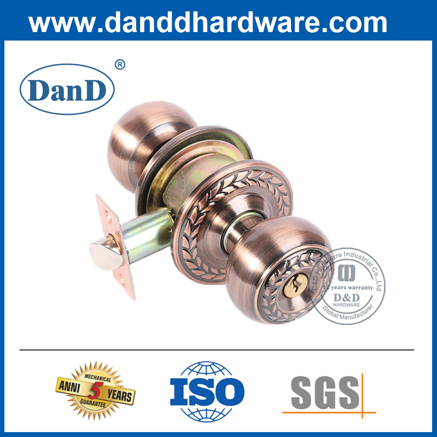 安全锌合金黑色和金锁门旋钮DDLK042