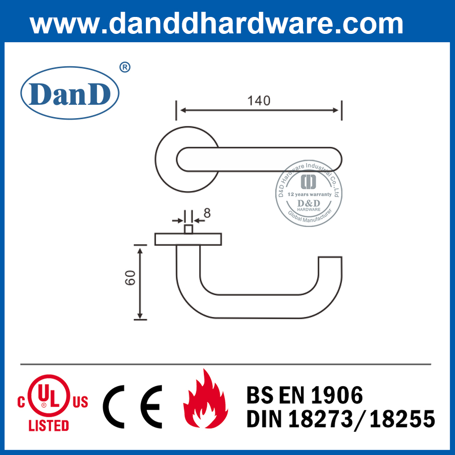 CE级4不锈钢304现代火灾额定内门把手-DDH001