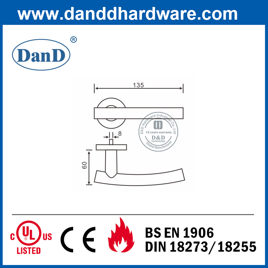 不锈钢304银色入口门把手在圆形玫瑰花 - DDTH013上