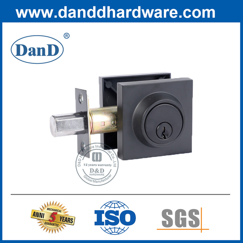 高安全性黑色锌合金方形Deadbolt Lock -DDLK031