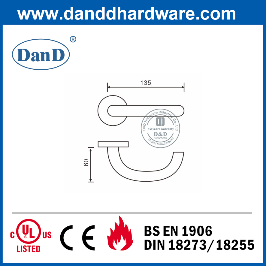 SS304现代榫眼锁柄，用于复合门-DTH014