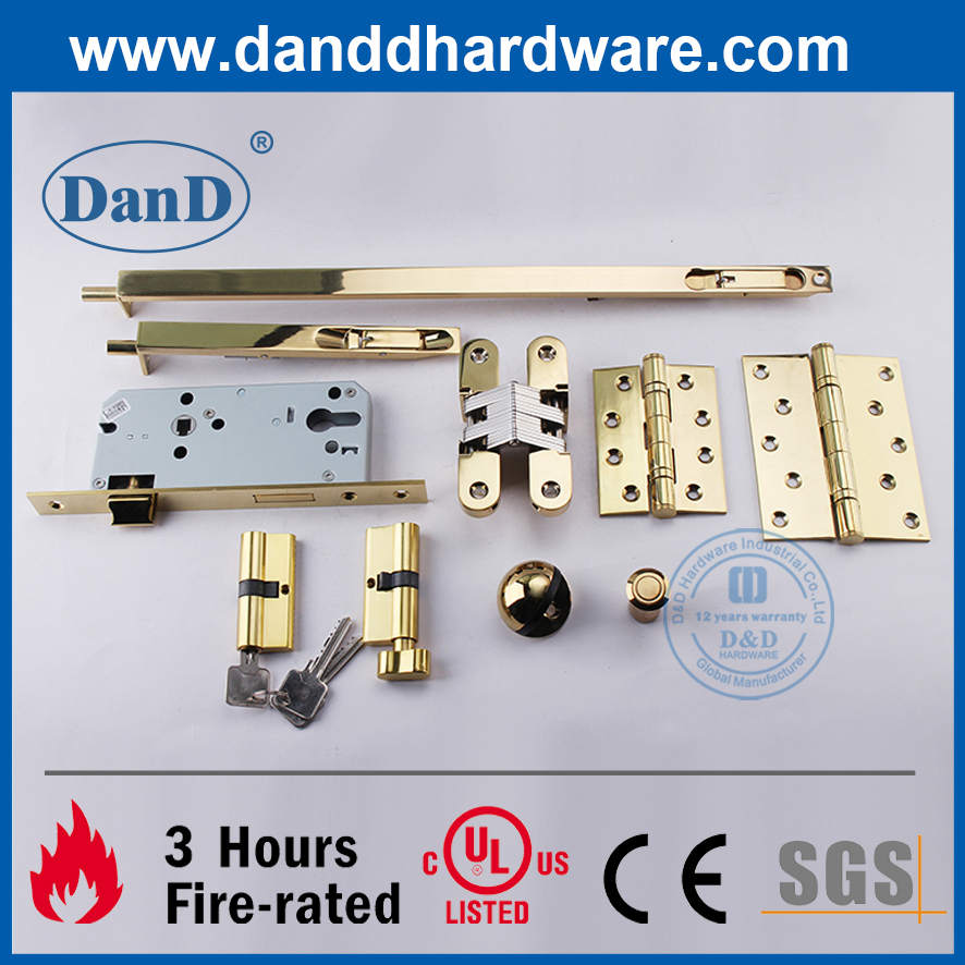 安全手册黄铜冲洗门螺栓用于室内门-DDB003