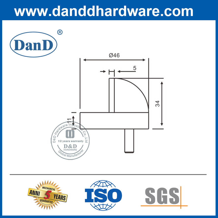 银锌合金地板安装型前门止动器-DDS002