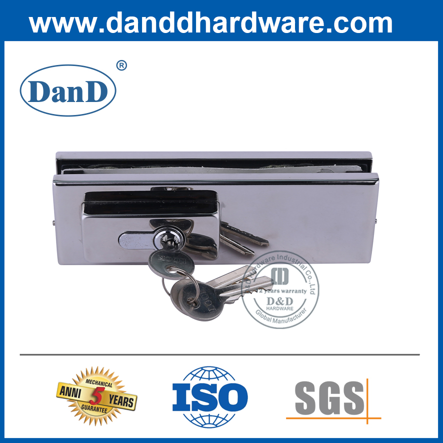 钢化玻璃门拟合不锈钢贴片锁 - DDPT004