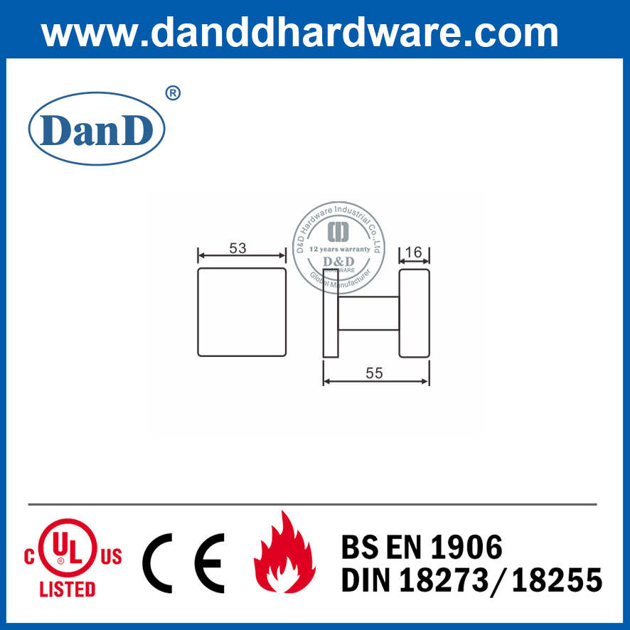 不锈钢304现代方形门旋钮为木材门-DTH030